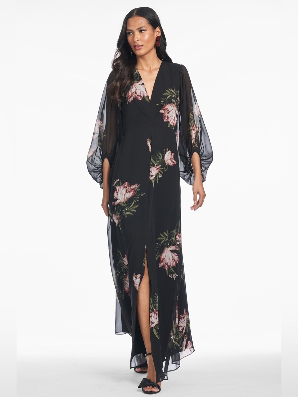 Sachin + Babi NWT JENNY GOWN - NOIR BLOSSOM Floral Print Black Maxi Dress Size 4 - Picture 3 of 5